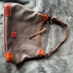 Dooney & Bourke Leather Shoulder Bag in Brown and Orange